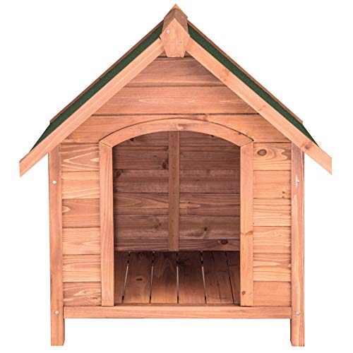 TecTake 403229 Caseta de Madera Maciza para Perro, Casa para Mascotas Animales, Construcción Resistente, Techo Extraíble, Ideal Exterior Interior Jardín, 72x65x83cm