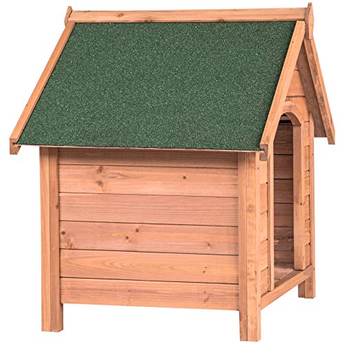 TecTake 403229 Caseta de Madera Maciza para Perro, Casa para Mascotas Animales, Construcción Resistente, Techo Extraíble, Ideal Exterior Interior Jardín, 72x65x83cm