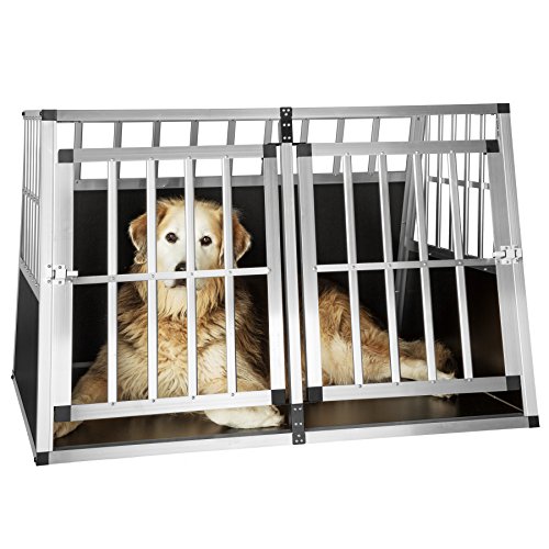 TecTake 800350 Transportín de Aluminio para Perros, Transporte de Viaje para Mascotas Trapezoidal - Disponible en Varios Modelos (Sin Pared Divisoria/104x90,5x69cm | No. 402226)