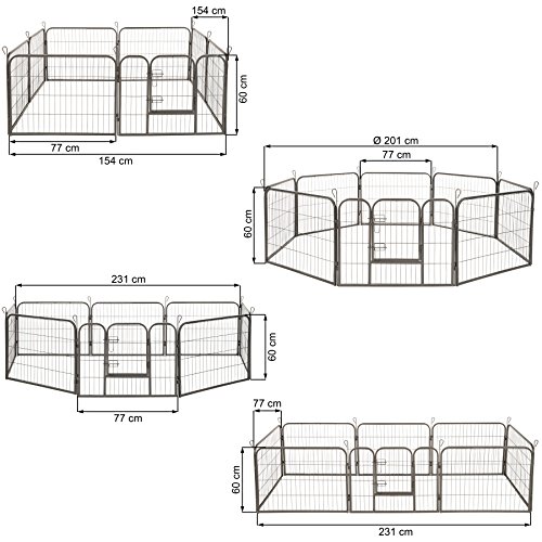 TecTake Parque para Mascotas Valla Libre Corriendo Jaula para Animales - Varios Modelos - (Altura de 60cm | no. 402502)