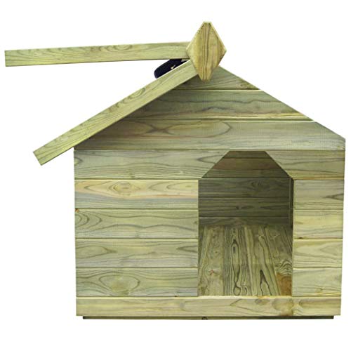 Tidyard Casas de Perros para Jardín,Caseta de Exterior para Perros,Apertura de Techo,Impermeable y Resistente Intemperie y Putrefacción,Madera Pino Impregnada 85x103,5x72cm