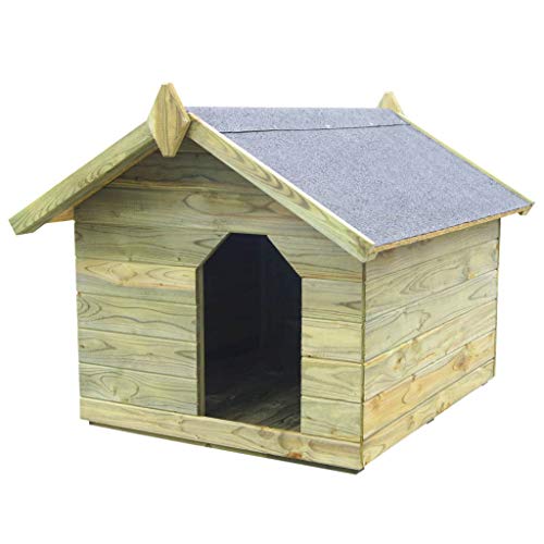 Tidyard Casas de Perros para Jardín,Caseta de Exterior para Perros,Apertura de Techo,Impermeable y Resistente Intemperie y Putrefacción,Madera Pino Impregnada 85x103,5x72cm