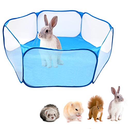 Tienda de jaula plegable para animales pequeños 47.2 ", cerca transpirable y transparente para mascotas, parque infantil Pop Open para interiores y exteriores, cerca de patio para cobayas, conejos