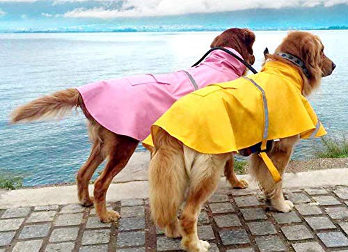 Tineer Ajustable Impermeable Mascota Perro Chaqueta Impermeable con Capucha Impermeable Chaqueta de la Capa de la Lluvia Ropa para Perros Pequeños Medianos Grandes (XL, Amarillo)