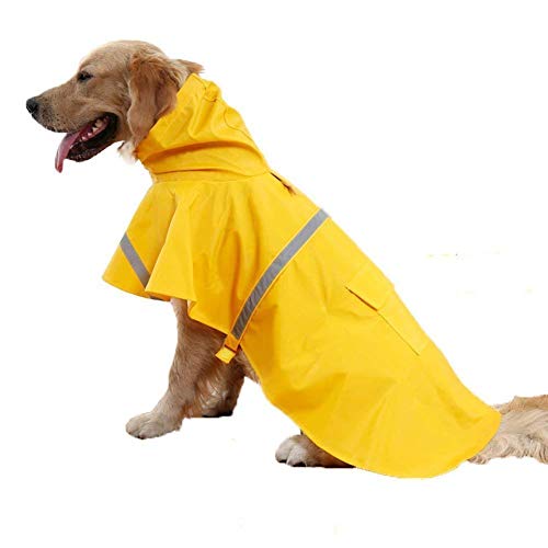 Tineer Ajustable Impermeable Mascota Perro Chaqueta Impermeable con Capucha Impermeable Chaqueta de la Capa de la Lluvia Ropa para Perros Pequeños Medianos Grandes (XL, Amarillo)