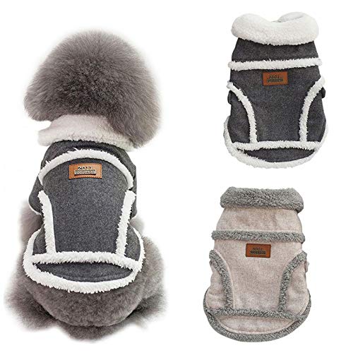 Tineer Mascota Perro Otoño Invierno Ropa Fresca Ropa de Abrigo Estilo Británico Chaleco Abrigo Chaqueta Abrigos con Cuello de Piel Pequeño Perros Medianos (XXL, Grey)