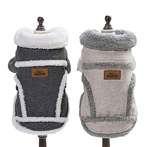 Tineer Mascota Perro Otoño Invierno Ropa Fresca Ropa de Abrigo Estilo Británico Chaleco Abrigo Chaqueta Abrigos con Cuello de Piel Pequeño Perros Medianos (S, Grey)