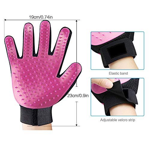 TONWON Mascota Guante de Aseo, Mascota Hair Remover Mitt, Excelente Kit de Aseo para Mascotas Depilación para Mascotas y Masajes Suaves - para Gatos y Perros (Paquete de 2,Rosa)