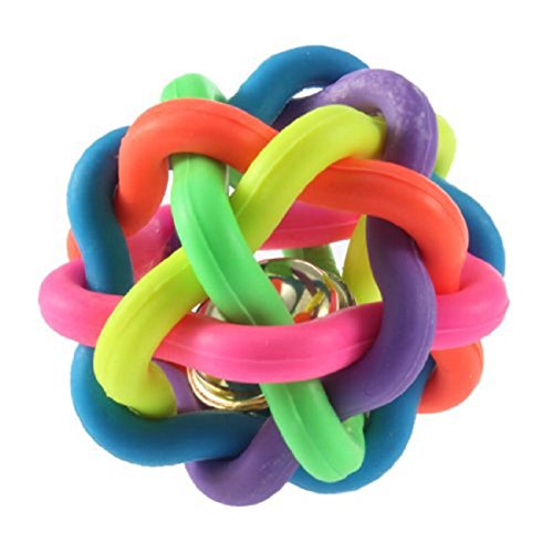 TOOGOO Pelota de sonido campana de goma colorido arco iris para mascota gato perrito perro Juguete jugando divertido