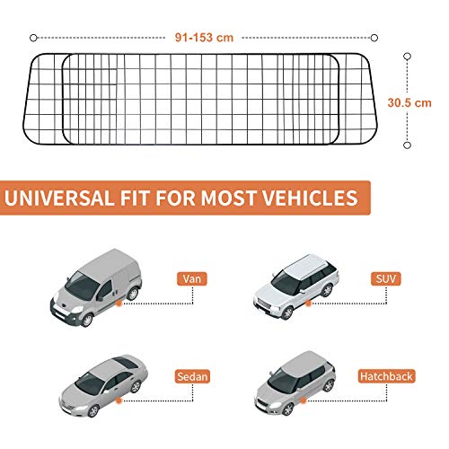 Toozey Reja Coche Perro Automóvil, SUV Universal - Rejilla Protectora con fijación para reposacabezas - Libro electrónico Ajustable y Gratuito