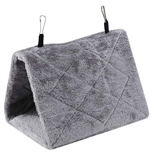 TOPINCN Peonía Loro Hamaca Aves Nido Cálido Suave Felpa Hamaca Colgando Carpa Jaula para Pájaros Loro Invierno Cálido Cama Mascota Juguete Bolsa Algodón Cama(M- Gris)