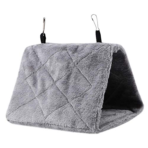 TOPINCN Peonía Loro Hamaca Aves Nido Cálido Suave Felpa Hamaca Colgando Carpa Jaula para Pájaros Loro Invierno Cálido Cama Mascota Juguete Bolsa Algodón Cama(M- Gris)