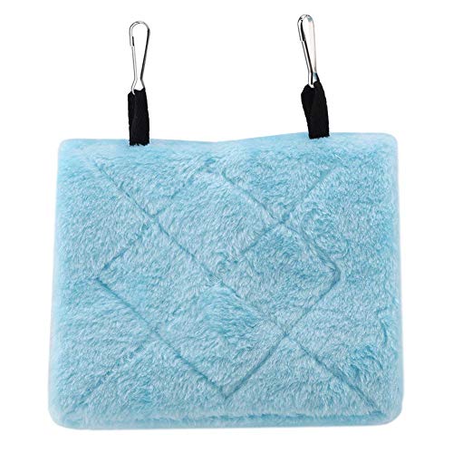 TOPINCN Peonía Loro Hamaca Aves Nido Cálido Suave Felpa Hamaca Colgando Carpa Jaula para Pájaros Loro Invierno Cálido Cama Mascota Juguete Bolsa Algodón Cama(S- Azul)