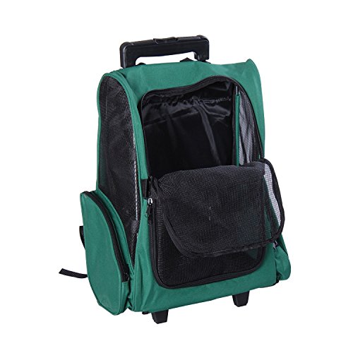 Transportin Carrito Perro 2 en 1 Mochila Carrito 35x27x49 cm Mascotas Perro Gato Verde