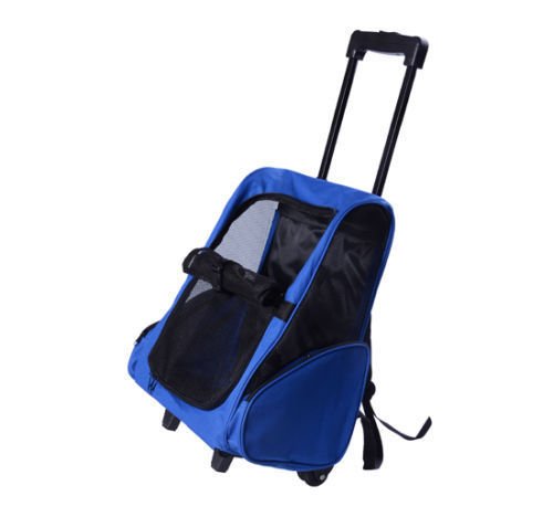 Transportin Carrito Perro 2 en 1 Mochila Carrito 36x30x49 cm Mascotas Perro Gato Azul