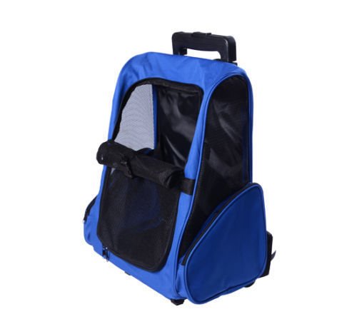 Transportin Carrito Perro 2 en 1 Mochila Carrito 36x30x49 cm Mascotas Perro Gato Azul