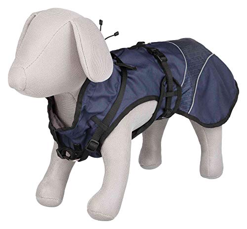 Trixie Abrigo Perro Ropa Mascotas – Chaqueta Capa Chaleco Chubasquero Perro Grande Pequeño Mediano Impermeable Perros Accesorios Capa Arnés Duo Talla M 45 cm Azul