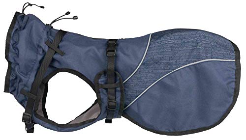 Trixie Abrigo Perro Ropa Mascotas – Chaqueta Capa Chaleco Chubasquero Perro Grande Pequeño Mediano Impermeable Perros Accesorios Capa Arnés Duo Talla M 45 cm Azul