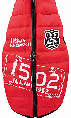 Trixie Abrigo Perro Ropa Mascotas – Chaqueta Capa Chaleco con Arnés Perro Grande Pequeño Mediano Perros Accesorios Capa Arnés Saint-Malo Talla S 40 cm Rojo