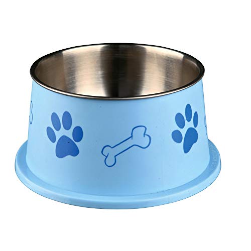 Trixie Comedero Perros Acero Inoxidable - Platos Para Perros Accesorios Perros Orejas Largas Acero Plástico 900ml Diámetro 19 cm Colores Aleatorios