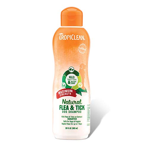 TROPICLEAN Champú Flea and Tick de máxima Fuerza para Perros, 12 onzas, Fabricado en EE. UU.