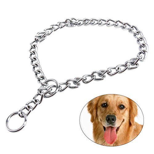 UEETEK Collar de perro de mascota de collar de estrangulación de perro de entrenamiento de cadena de acero inoxidable extra pesado con enlace 2.0mm * 45cm