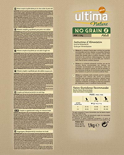 Ultima Nature No Grain Pienso para Perros Mini sin Cereales con Pavo, Pack de 8 x 1.1kg - Total: 8.8Kg