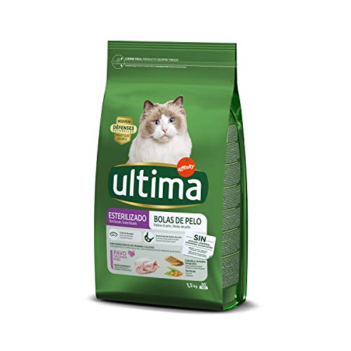 ultima Pienso para Gatos Esterilizados Bolas de Pelo con Pavo - 1500 gr