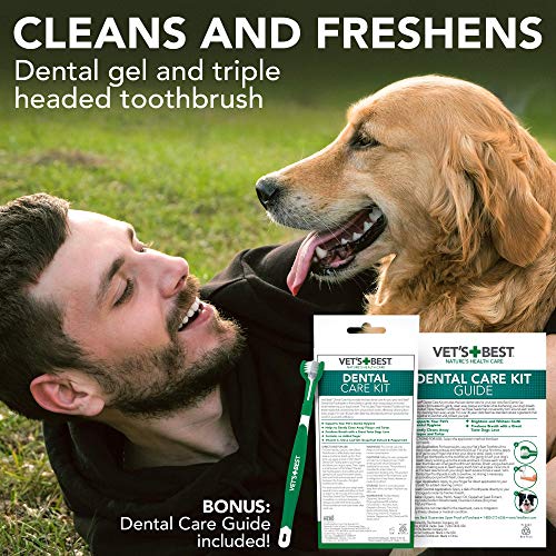 Vet's Best Pasta de Dientes para Perros, Limpieza de Dientes y Kit de Gel para el Cuidado Dental de Aliento Fresco