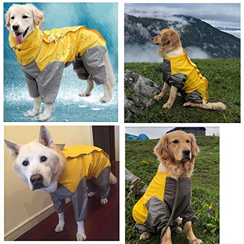 VICTORIE Mascota Perro Impermeables Chubasqueros con Capucha para pequeño Medianas y Grandes Perros Andar excursión Acampada deambular Amarillo 3XL