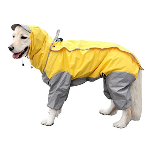 VICTORIE Mascota Perro Impermeables Chubasqueros con Capucha para pequeño Medianas y Grandes Perros Andar excursión Acampada deambular Amarillo 3XL