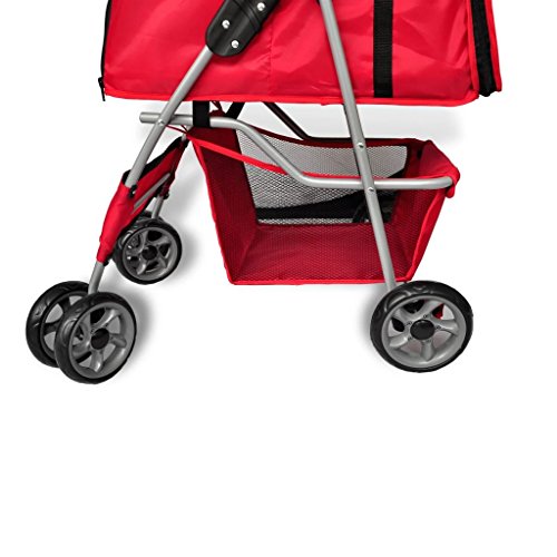 vidaXL Nuevo Cochecito Plegable de Mascota Perro/Gato Color Rojo Trolley Transportador Carrito