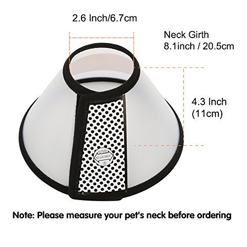 Vivifying Cono de Mascotas Recovery, 8.1", Collar isabelino de plástico Ligero para Gatos, Mini Perros y Conejos, Color Negro