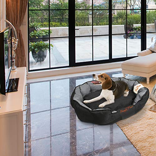 WISFORBEST Cama Cómoda para Perros Colchoneta Grande para Mascotas Cama Impermeable con Cojín Desmontable Suave Sofá para Perros Gatos (L 90 x 70 x 19cm)