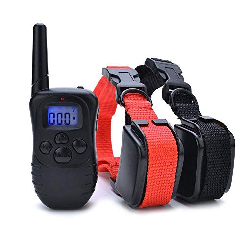 Wodondog Collar de Adiestramiento para Perros, Resistente al Agua con vibración y Sonido, Rango Remoto de 300 Metros - 2 Collars