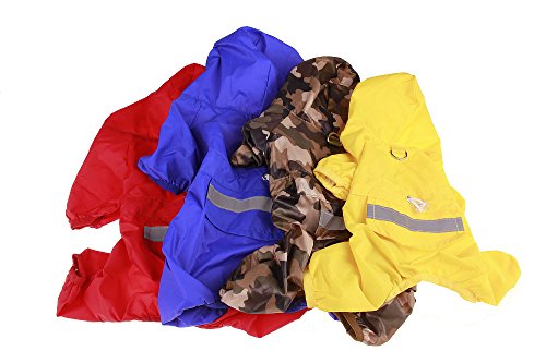 Xiaoyu Chaqueta Impermeable para Perro de Mascota con Chubasquero Impermeable y Tiras Reflectantes de Seguridad Ajustables para Perro, Azul, M