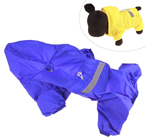 Xiaoyu Chaqueta Impermeable para Perro de Mascota con Chubasquero Impermeable y Tiras Reflectantes de Seguridad Ajustables para Perro, Azul, M