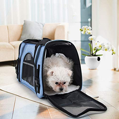 XINCHAOZ Transportin Perro Gato, Portátil Transpirable Viaje Portador Bolsa con Tapete Capazo Portador Tela Mascotas, para Viaje Coche y Viaje Avion