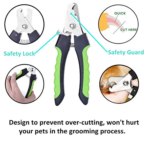 XITAER Cortauñas de uñas para Perros y Gatos, Recortadora de uñas Profesional de Acero Inoxidable con Protector de Seguridad para Mascotas para Evitar Recortes, con Herramienta de Aseo