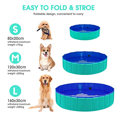 YAOBLUESEA Piscina para Perros, 120x30 CM Piscina para Perros Piscina Plegable para Mascotas - Media/Verde