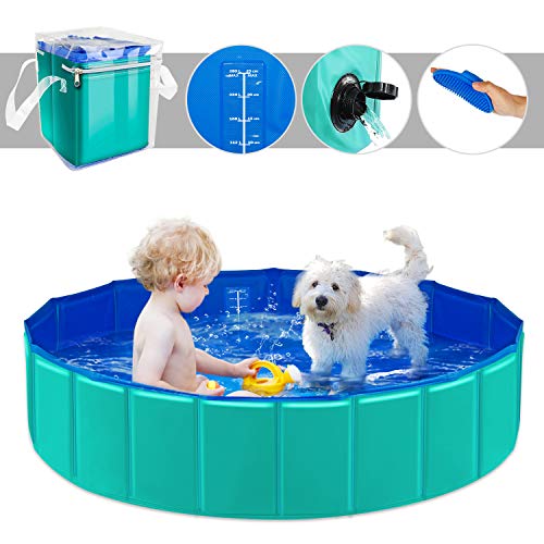 YAOBLUESEA Piscina para Perros, 120x30 CM Piscina para Perros Piscina Plegable para Mascotas - Media/Verde