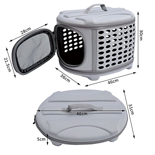 YATEK Transportin para Perros y Gatos Plegable, Lavable, Recomendado para Mascotas de hasta 5kg Color Gris Claro