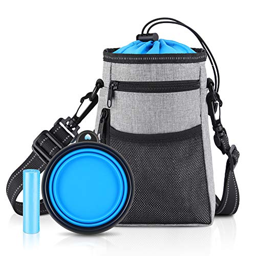 YOUTHINK Bolsa de Entrenamiento Almacenamiento para Perros y Cuenco Tazón Agua Viaje Plegable para Comida de Mascotas, Dispensador Correa de Hombro Cinturón Cintura