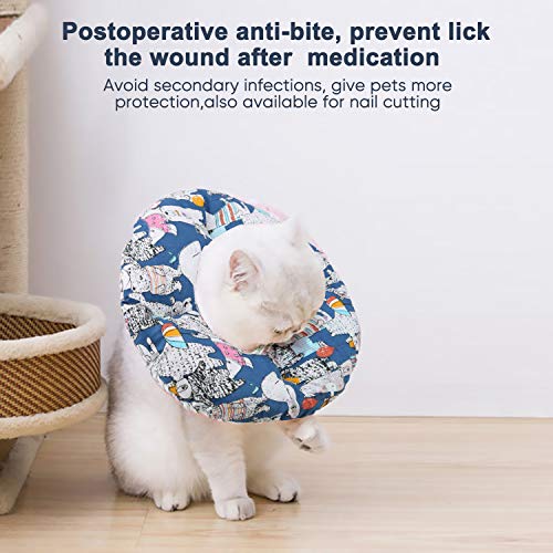 YOUTHINK Collar de recuperación para Mascotas， Collar de protección Suave para Gatos Cuello de protección Cuello de Seguridad El Collar de Seguridad con Cuerda Ajustable no bloquea la visión (Azul)