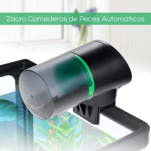 Zacro Comedero de Peces Automáticos,Digital Alimentador de Peces con Cargador USB,Pantalla LCD,se Sirve para ≤24mm Acuario,Pecera,Dispensador de Comida para Peces