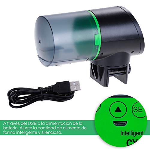 Zacro Comedero de Peces Automáticos,Digital Alimentador de Peces con Cargador USB,Pantalla LCD,se Sirve para ≤24mm Acuario,Pecera,Dispensador de Comida para Peces