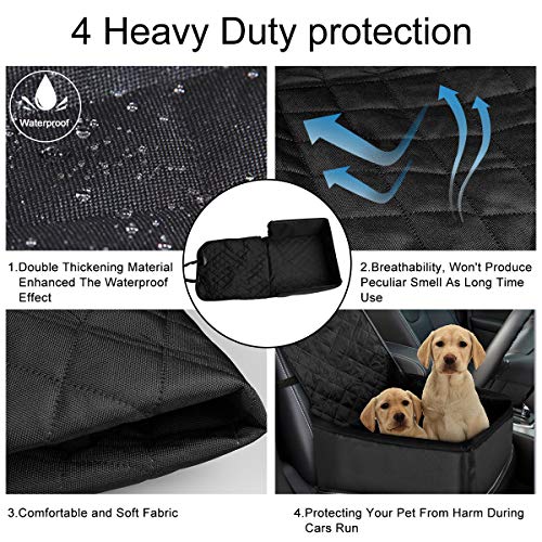 Zaeel Cubierta Asiento Coche Perro, Protector de Asiento de Coche para Mascota 2 en 1 Funda Impermeable con Doble Cremallera Cubierta de Protección del Perro para Mascotas y Viajes