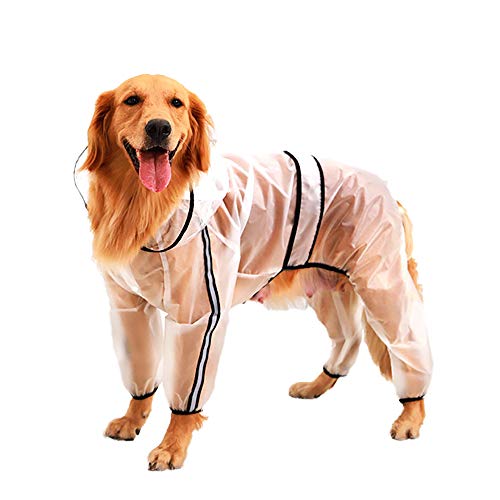 Zhyaj Chubasquero Medianos Perro De Raza con Capucha Y Collar Agujero, Ultra-Light Transpirable Transparente 100% Impermeable Chaqueta para Lluvia Adecuado para Perros Pequeños Y Medianos,Clear,6XL