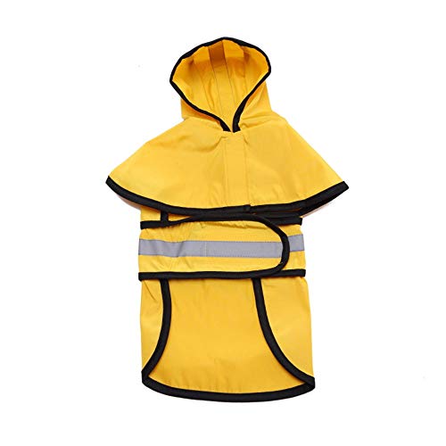 Zhyaj Impermeable para Perros con Capucha Y Tiras Reflectoras Seguras, Ultra-Light Transpirable 100% Impermeable Chaqueta para Lluvia,Amarillo,XS