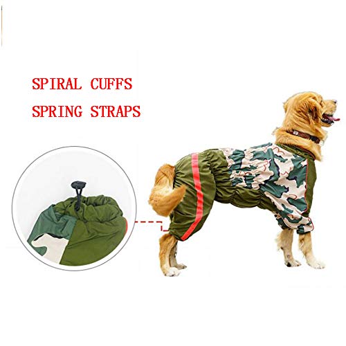 Zhyaj Impermeable para Perros,Impermeable Ajustable con Tira Reflectante De Seguridad Y Correa De Resorte, Ultra-Light Transpirable 100% Impermeable Chaqueta para Lluvia,28